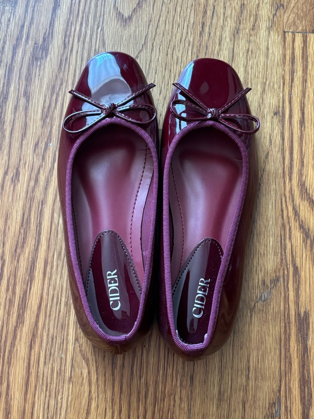 Cider Burgundy Bow Ballet Flats